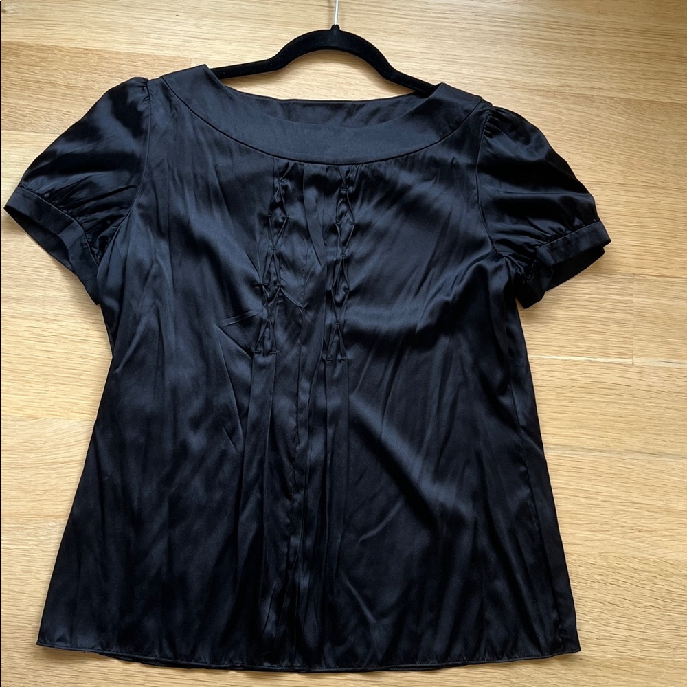 Thomas Pink London Black Short Sleeves Silk Elastane Top Size 10